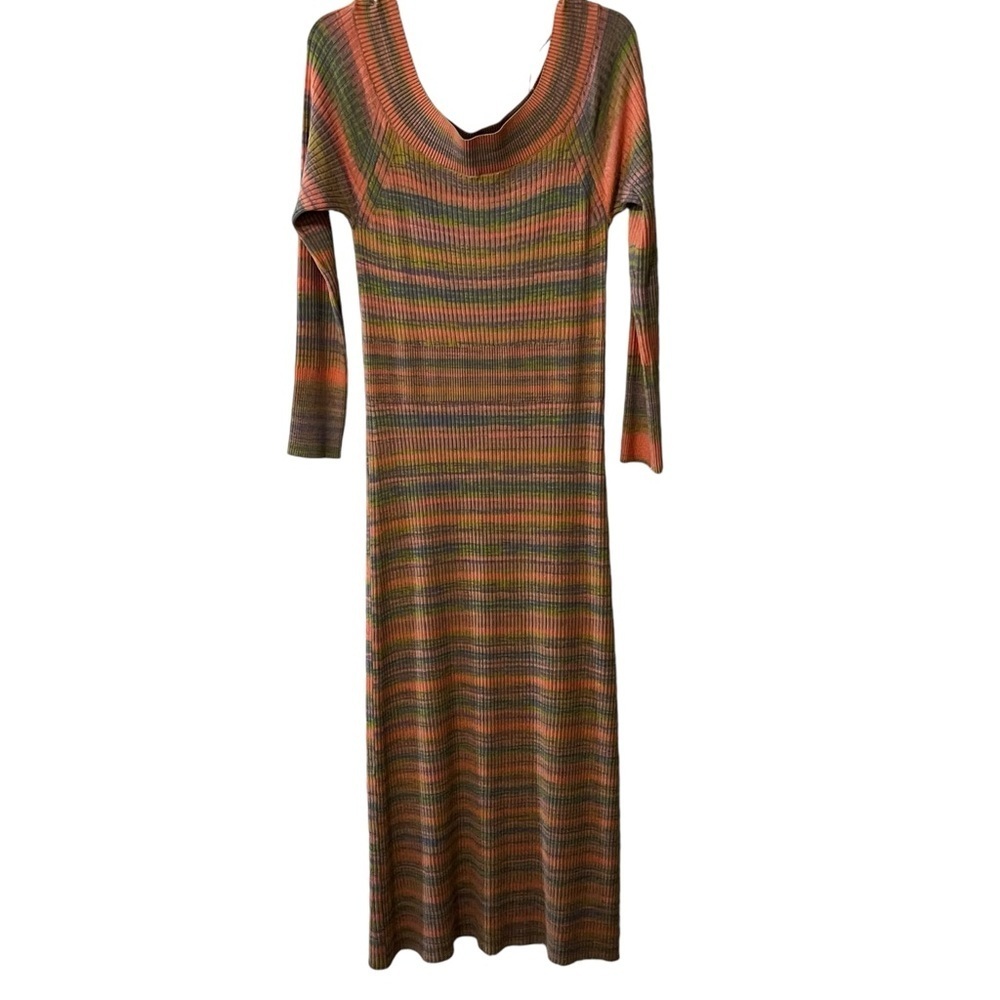 Anthropologie Daily Practice Striped Sweater Dress Maxi Colorful Boat Neck L - Picture 10 of 16